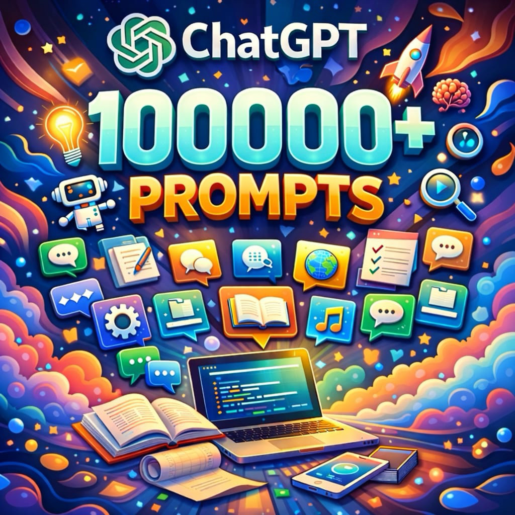100,000+ ChatGPT Prompts Bundle | Ultimate AI Prompt Pack for Content, Business, Marketing & Productivity