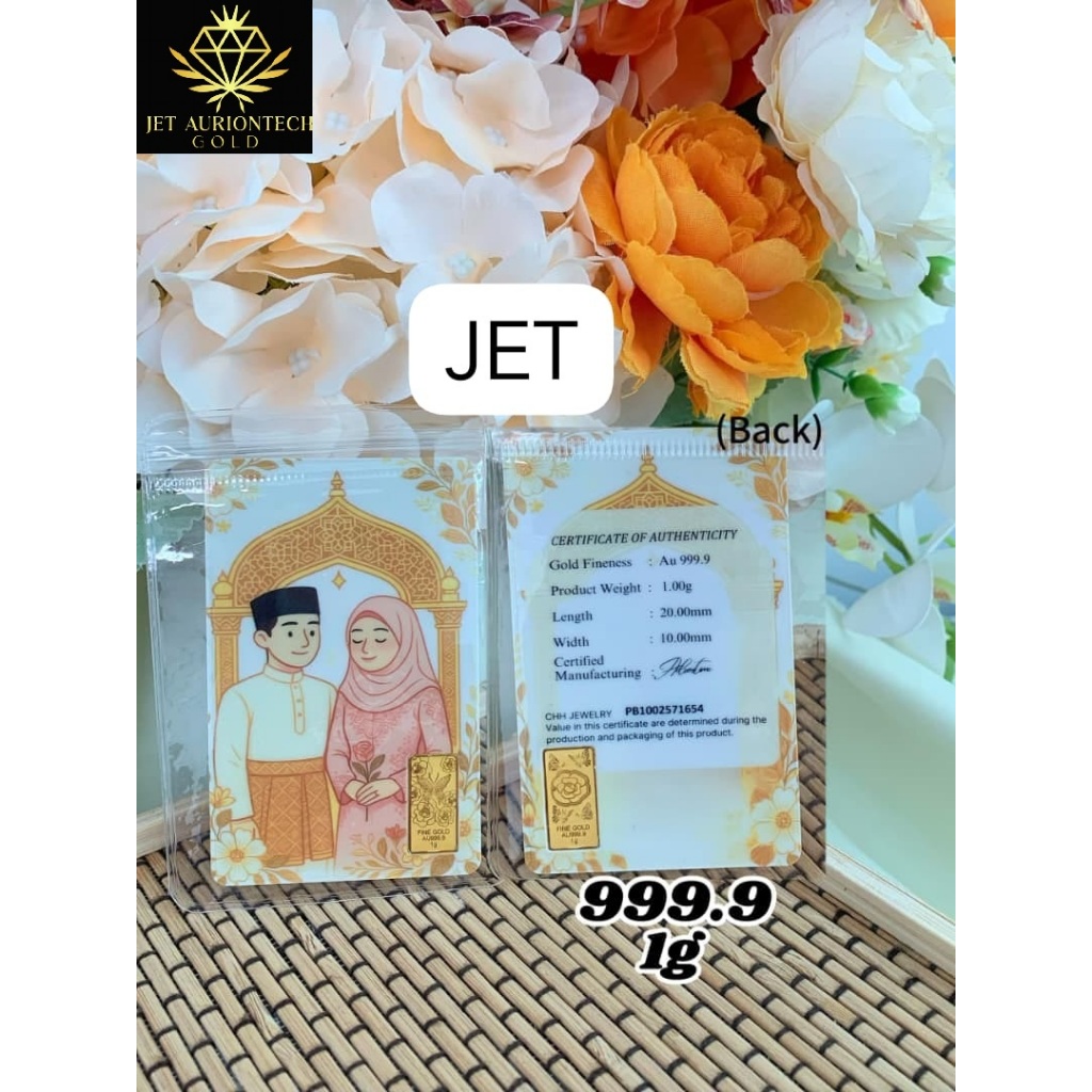 JET Gold Bar 999.9 MALAYSIA TRADITIONAL SERIES FINE GOLD BAR (1.00g)