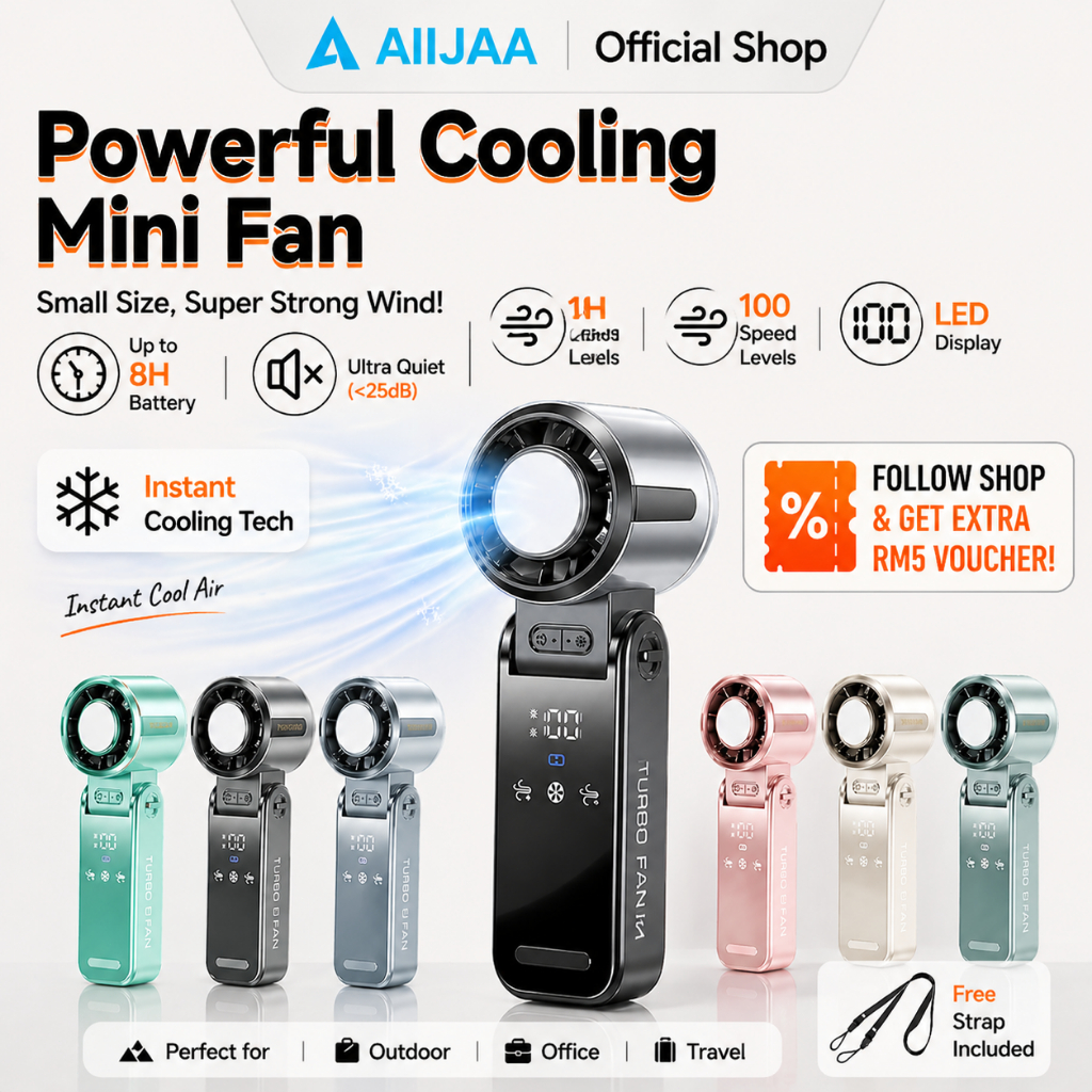 Kipas Tangan Portable 100Speed Fast Cooling Kipas Mini Senyap Rechargeable Bateri Tahan Lama Kipas USB Kecil Bawa Travel