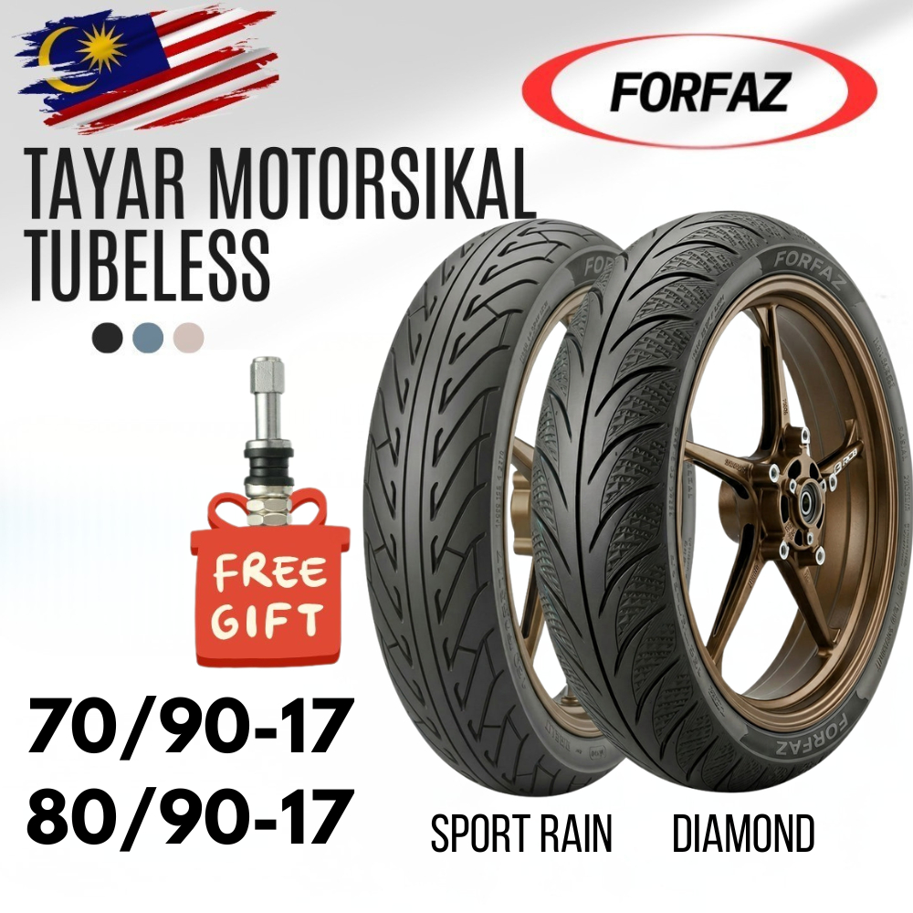 Tayar Motor Tubeless FORFAZ 809017 EX5 Y15ZR RSX RS150 Y16Z 709017 Tyre 70/90-17 Motorcycle Tyre Murah
