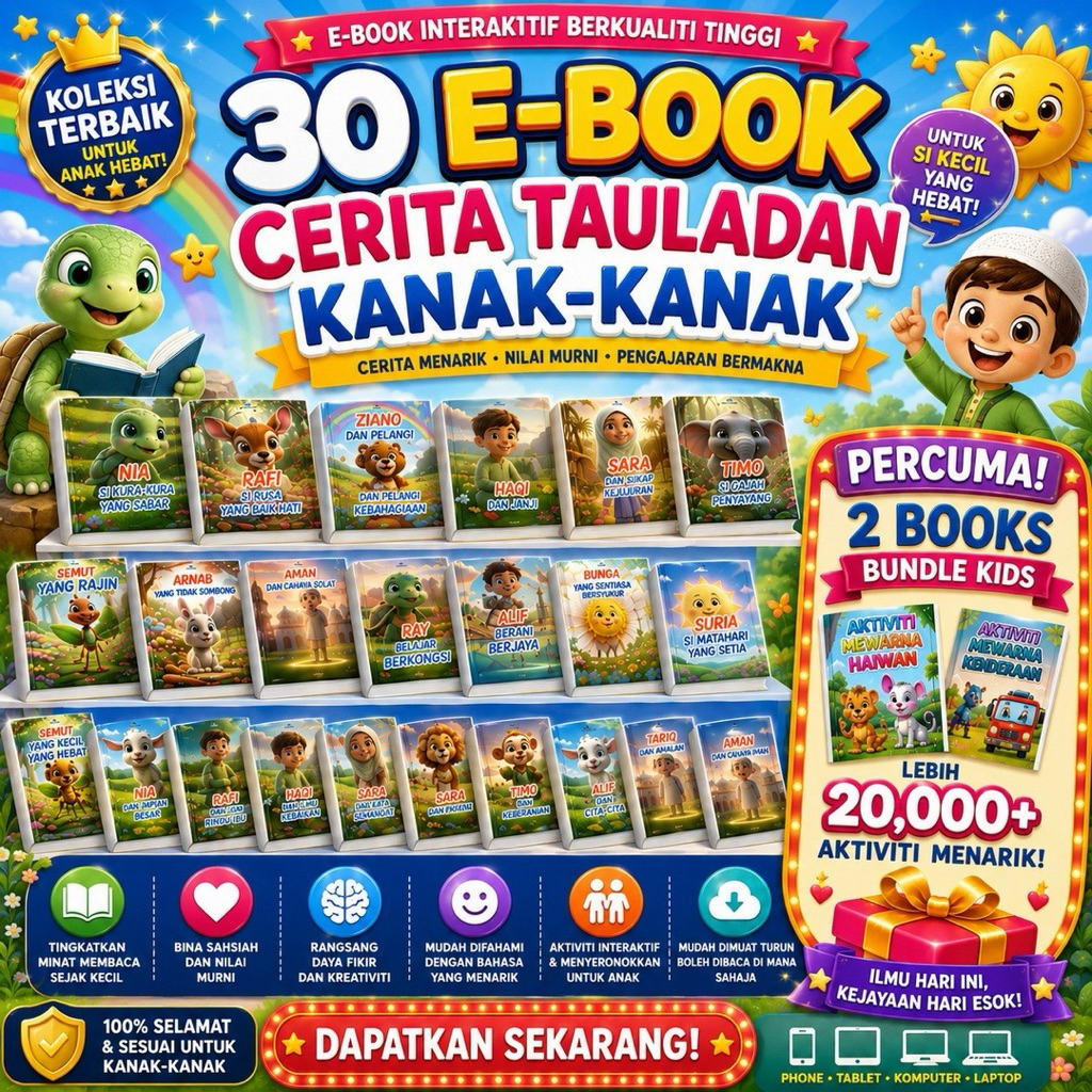 Ebook Cerita Sebelum Tidur Kanak-Kanak | Kisah Tauladan Islamik Penuh Nilai Murni & Pengajaran Baik