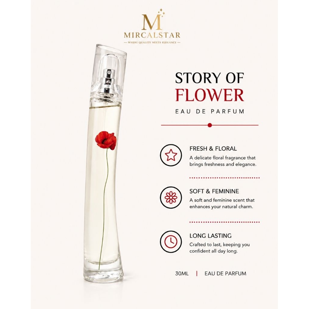 Story of Flower Eau de Parfum 30ml | Long Lasting Floral Perfume for Women | Fresh Sweet Elegant Fragrance