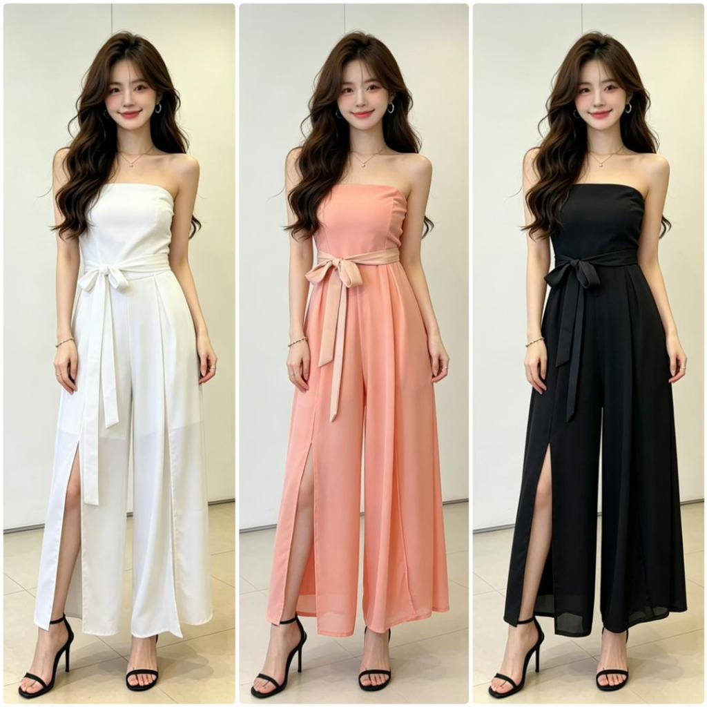 （WHITNEY-WN22669）SML Women's clothing jumpsuit temperament strapless summer new style chiffon jumpsuit