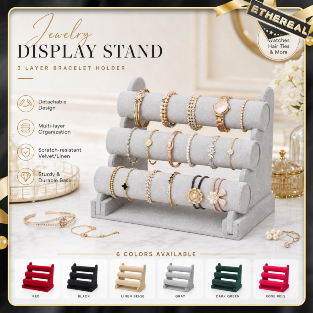 Jewelry Display Stand Velvet Bracelet Watch Jade Gold Jewelry Organizer Holder Rack Storage T-Bar