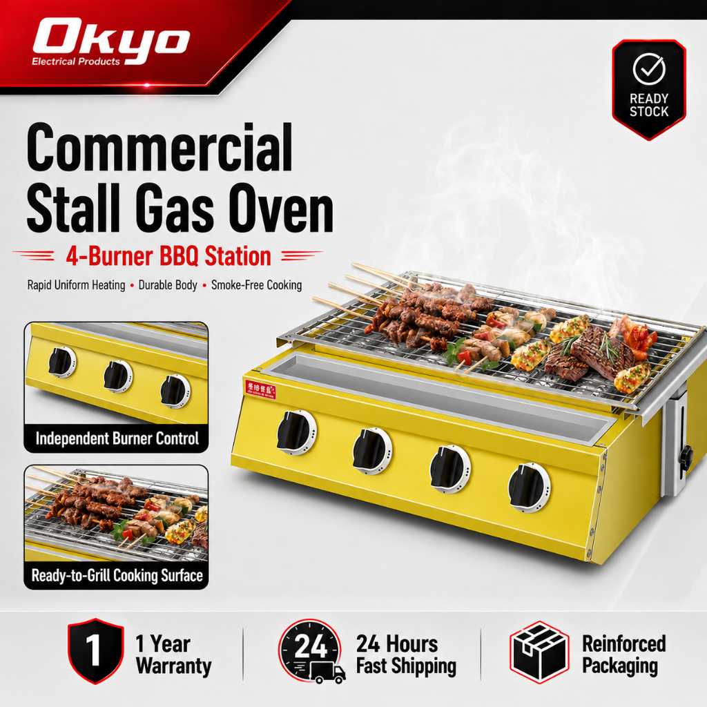 Commercial BBQ Gas stove 4 BURNER Stainless Steel Pemanggang outdoor camping Grill Stove商用燒烤爐