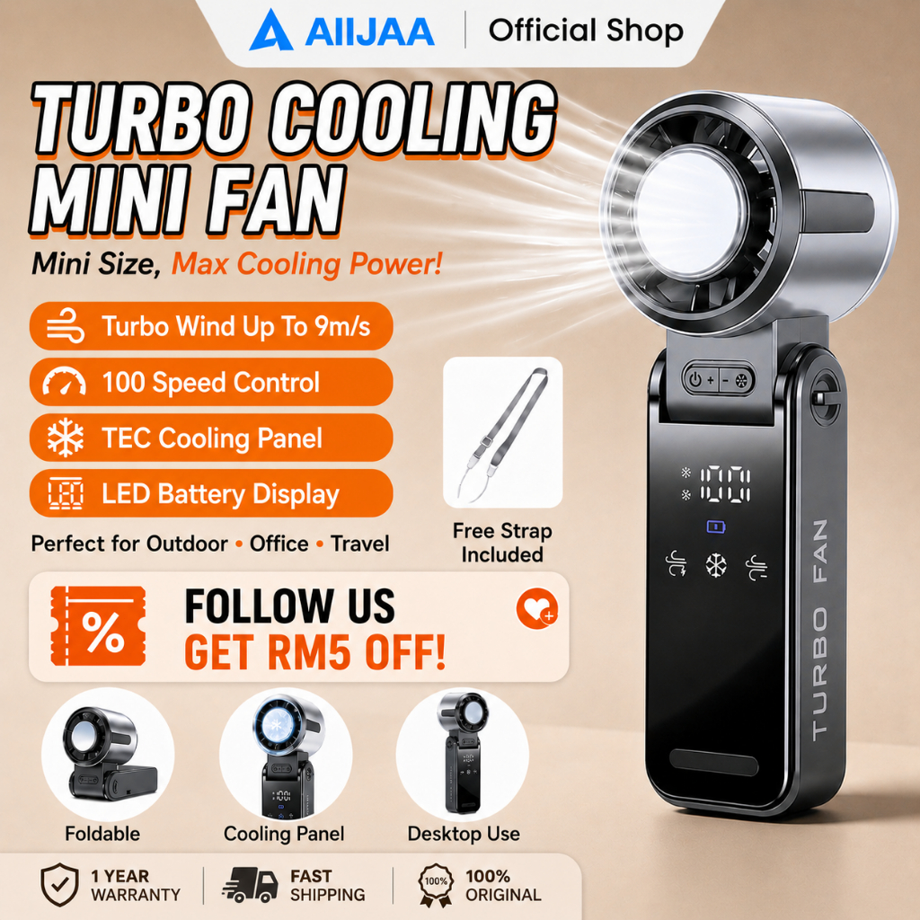 AIIJAA Kipas Mini Lipat Portable Angin Kuat Rechargeable Kipas Tangan Senyap USB Desktop Fan COD