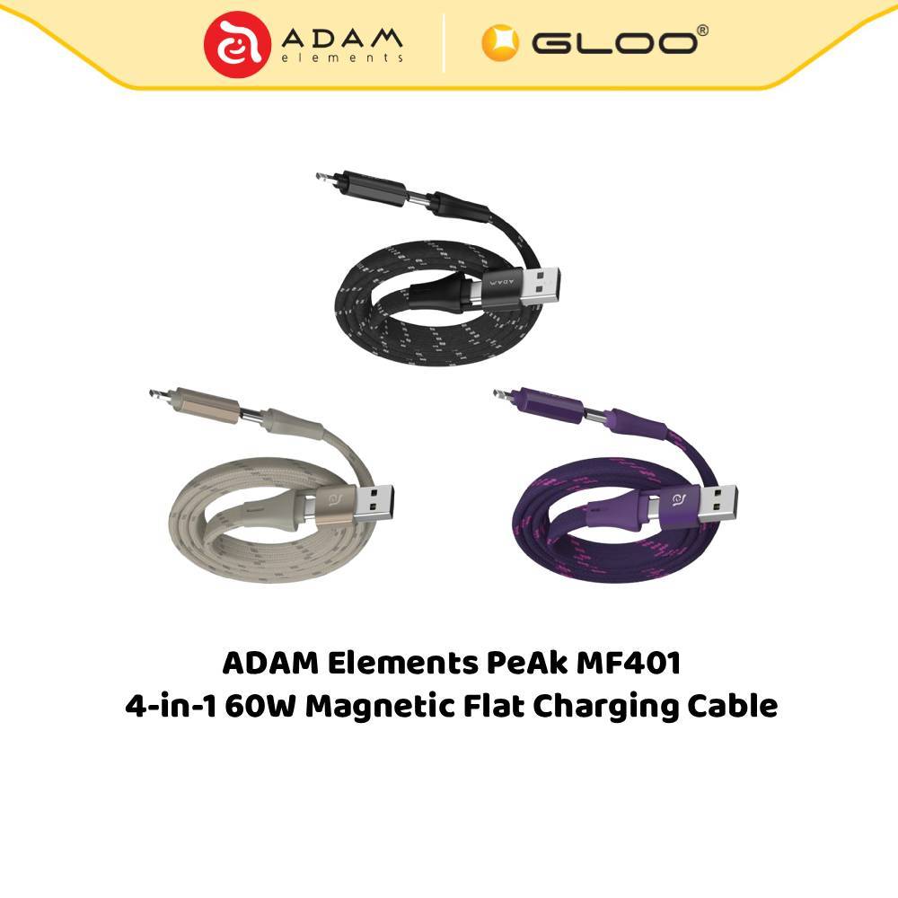 ADAM Elements PeAk MF401 4-in-1 60W Magnetic Flat Charging Cable