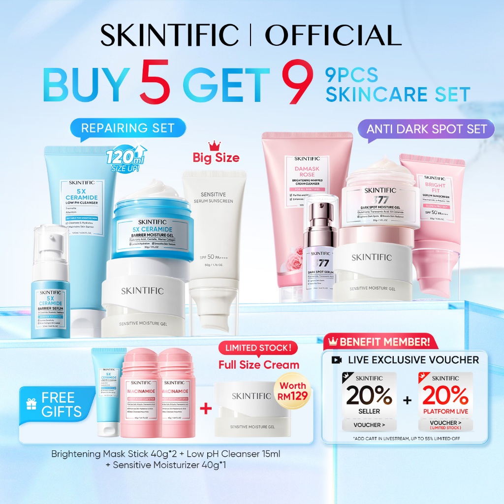 SKINTIFIC Repairing Barrier, Glowing,Fading Spots.PDRN | Moisturiser,Sunscreen,Serum,Cleanser,Toner
