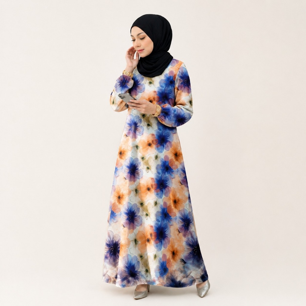 Jubah Arissa Jacquard Silk Premium