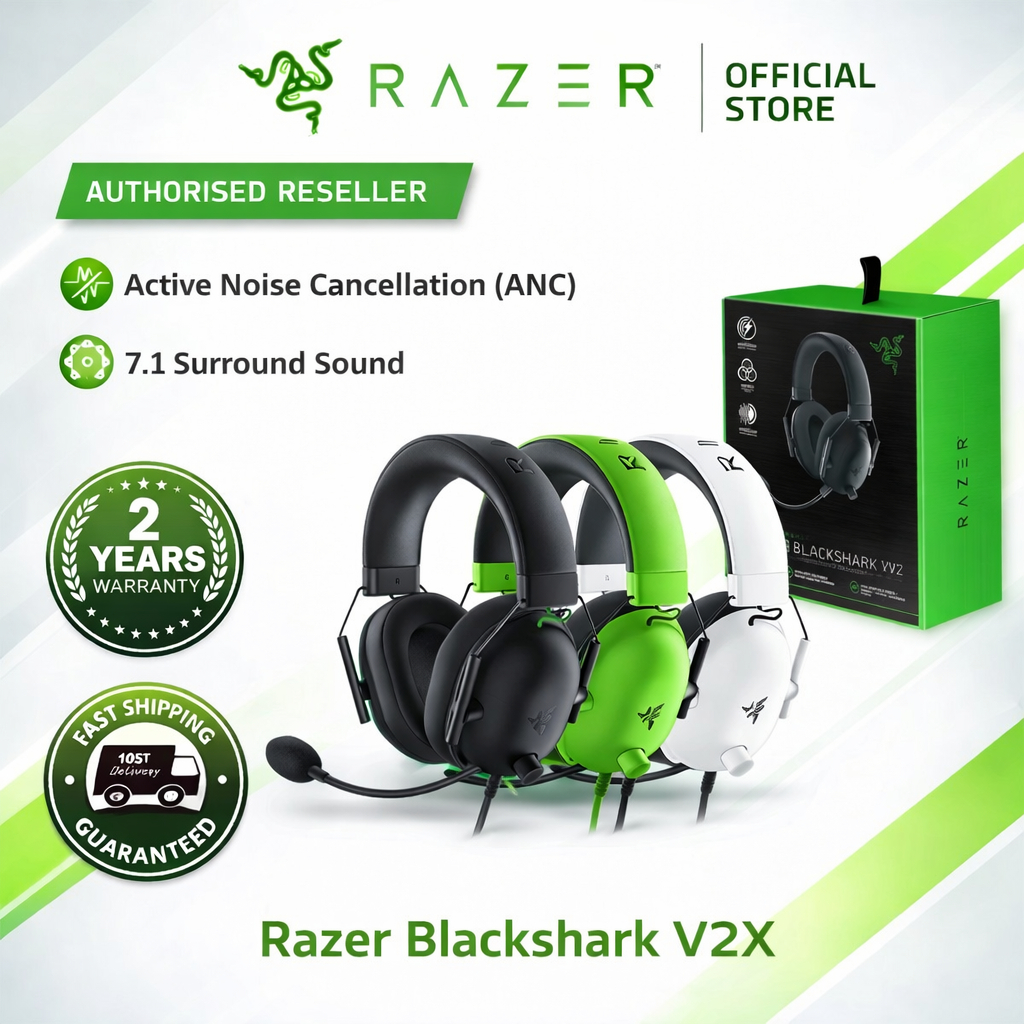 Razer BlackShark V2 X Wired Headset Gaming Headphone 7.1 Surround Sound Gaming Headset With Noise Cancelling Mic