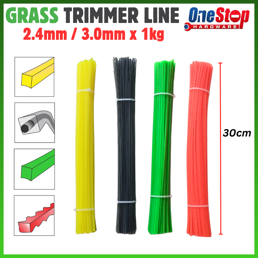 PREMIUM QUALITY 12" 2.4mm 3.0mm 1kg Tali Mesin Rumput Siap Potong/Nylon Grass Trimmer Line/Tangsi Mesin Rumput