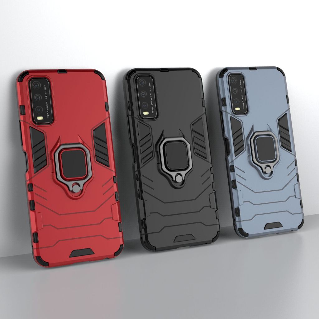 Mobile Case For Vivo Y20 Y20S Y12S Car Holder Case Cover Casing Full Stand Back Hard