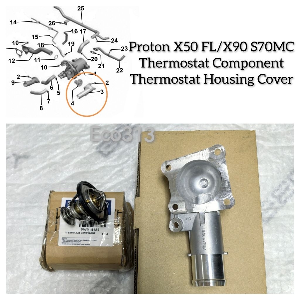ORIGINAL Proton X50 FL / X90 MC / S70 MC Thermostat Component Thermostat Housing Cover PW914185/PW914183