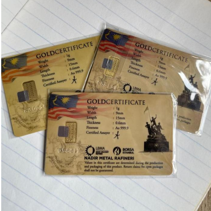 Gold Bar - Public Gold LBMA Merdeka MY60 1g Fine Au 999.9