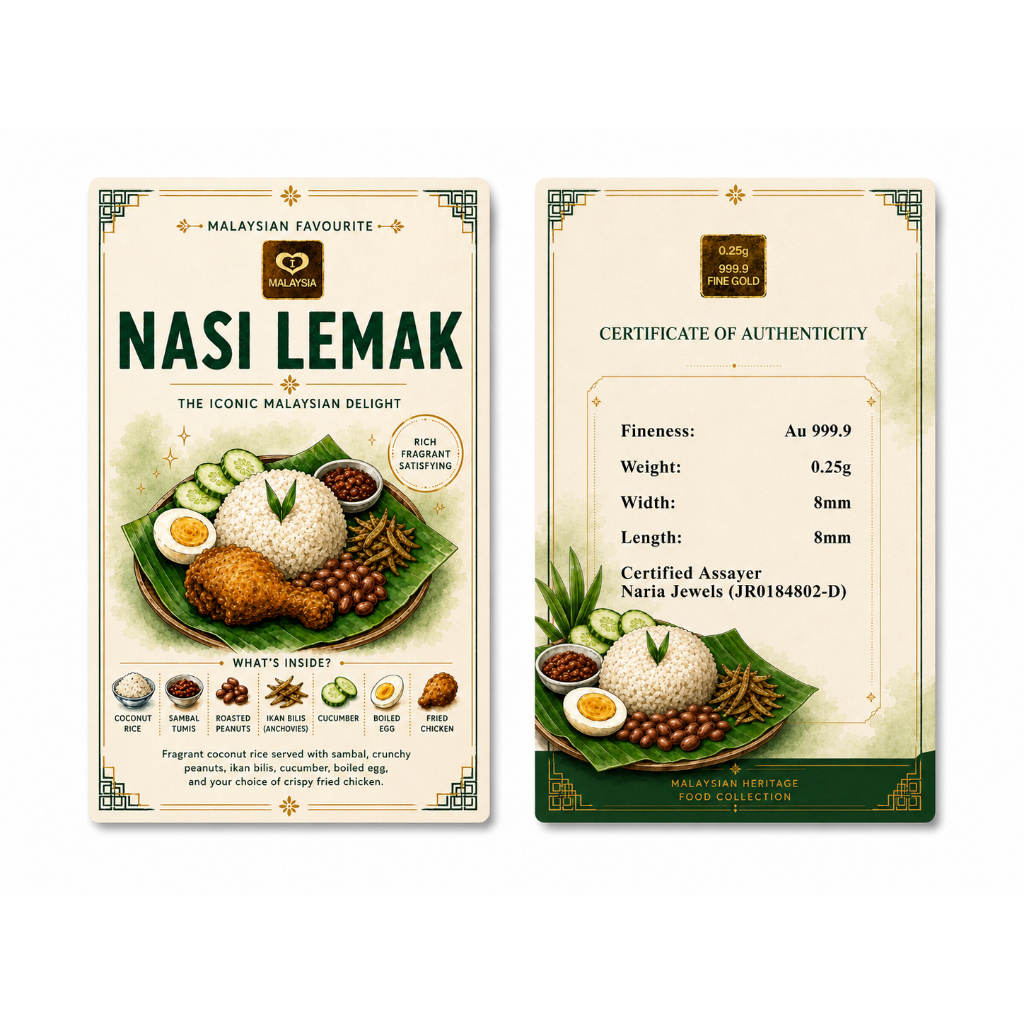 Naria 999.9/24K Gold Bar 0.25gm Nasi Lemak Design Food Series Gold Investment&hellip;