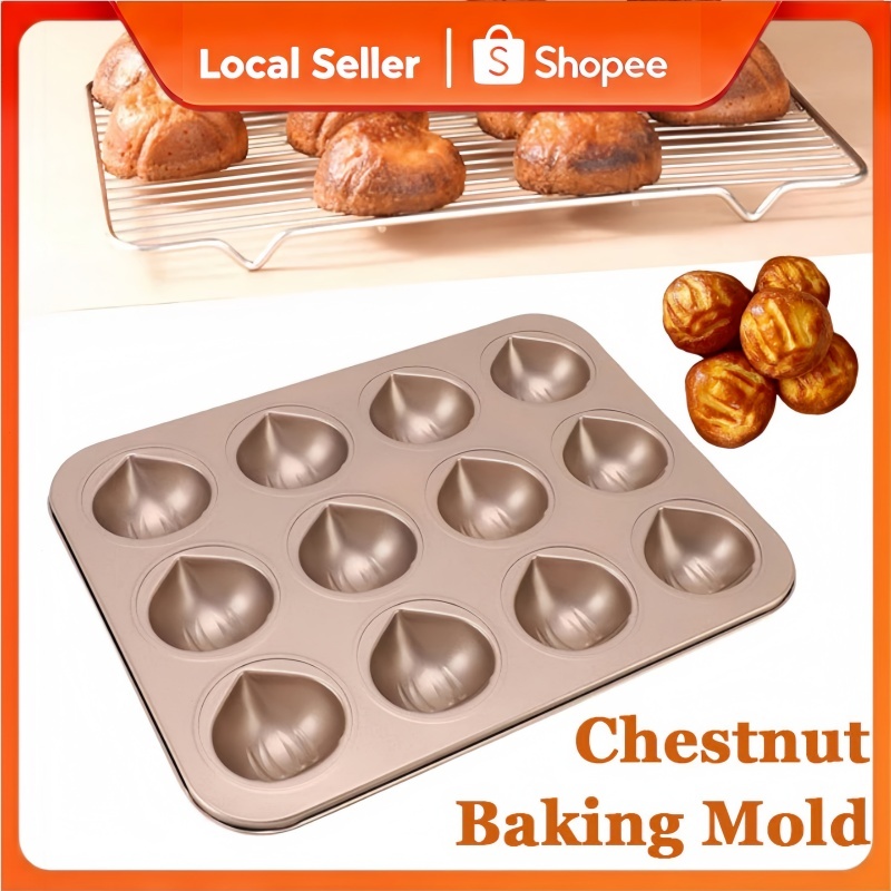 【Local Seller】9/12Holes Internet Celebrity Butter Rice Cake Mold Household Non-Stick Chestnut Shaped Baking Tool