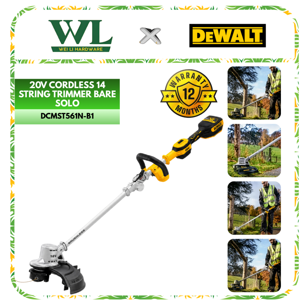 DEWALT DCMST561N-B1 20V MAX XR Brushless Cordless String Trimmer Grass Cutter Machine Mesin Potong Rumput Grass Trimmer