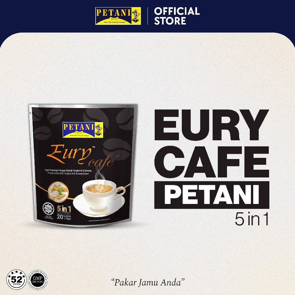 PETANI - Eury Cafe 5 in 1 PETANI 25G x 20S Kopi Tongkat Ali dan Ginseng untuk tenaga