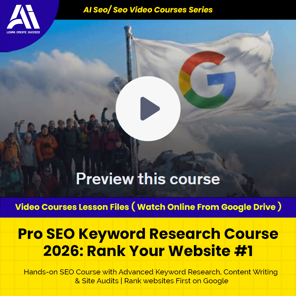 Ai Seo/ Seo Video Course - Pro SEO Keyword Research Course 2026 Rank Your Website #1 | Learn Seo | Seo Video Lesson