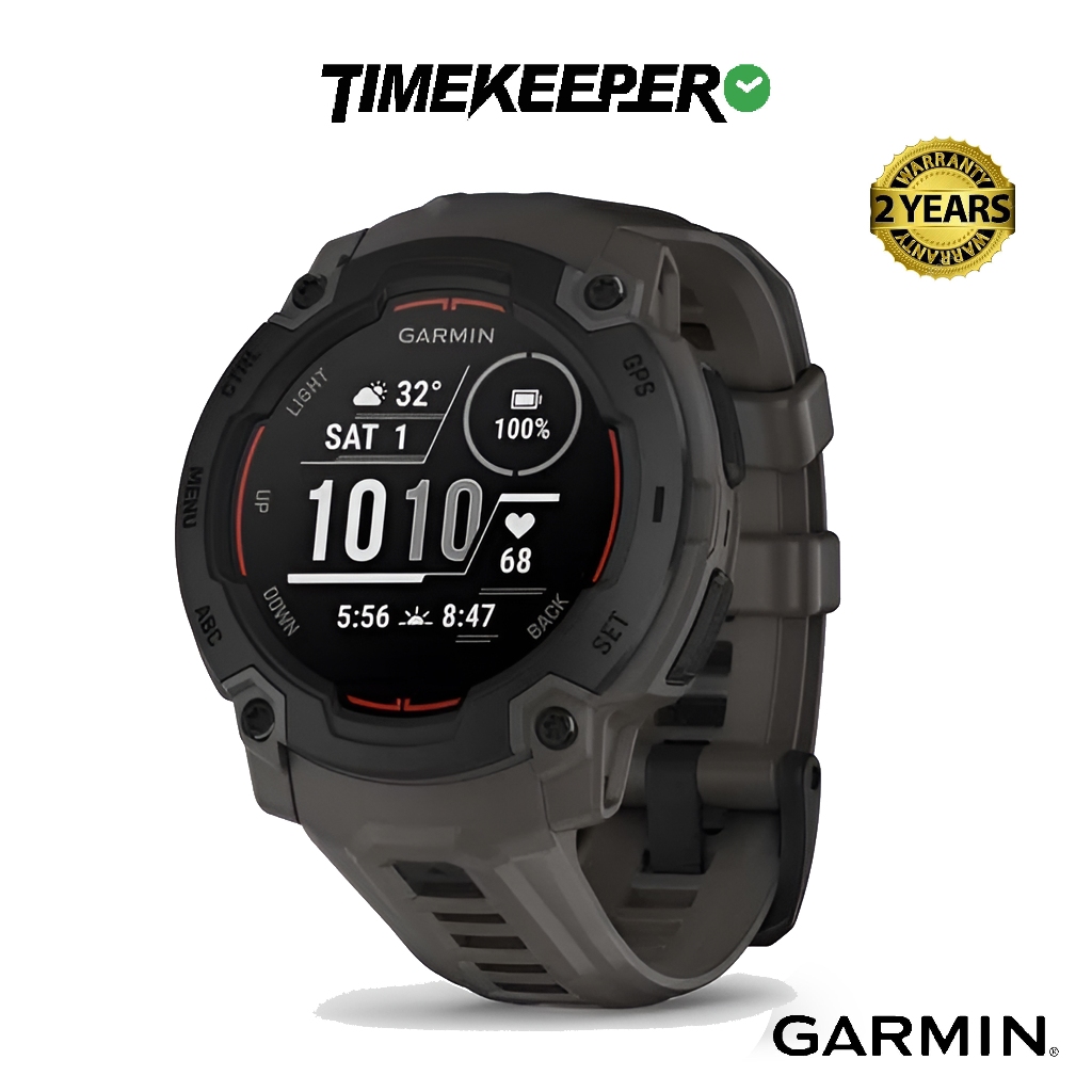Garmin Instinct E 45mm Rugged Outdoor GPS Black with Charcoal Band Smartwatch - 2 Years Warranty