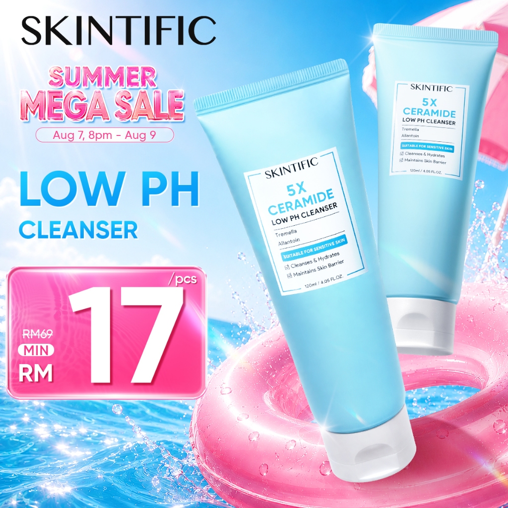 SKINTIFIC 5X Ceramide Low pH Cleanser Facial Wash For Sensitive Skin 80ml Moisturizing Repair Barrier