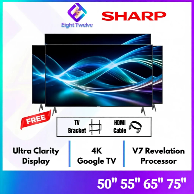 Sharp 50"/55"/65"/75" AQUOS LED TV 4K Android 14 Google TV | 4TC55HJ6000X