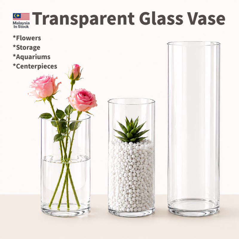 Transparent Glass Cylinder Vase Candle Holder Flower Vase for Flowers Green Plants Home Wedding玻璃花瓶