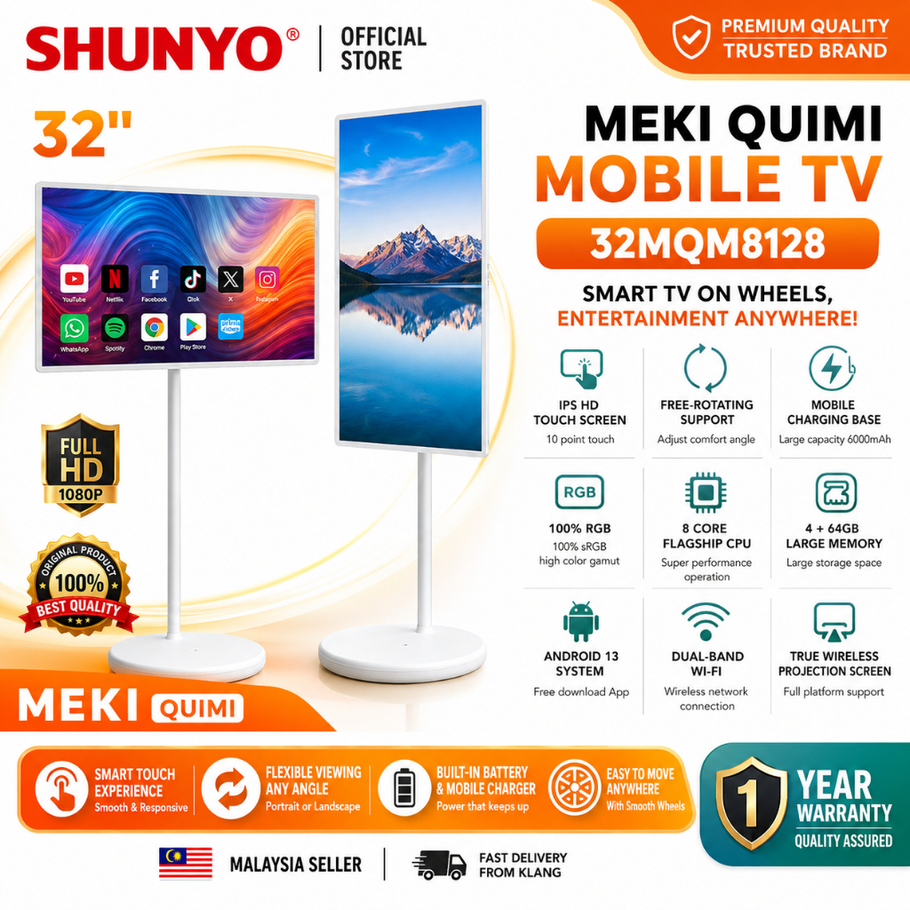 MEKI Quimi Mobile TV  24MQM8128 23.8”  / 32MQM8128 32” 350 Nits Full HD Smart Display with Camera