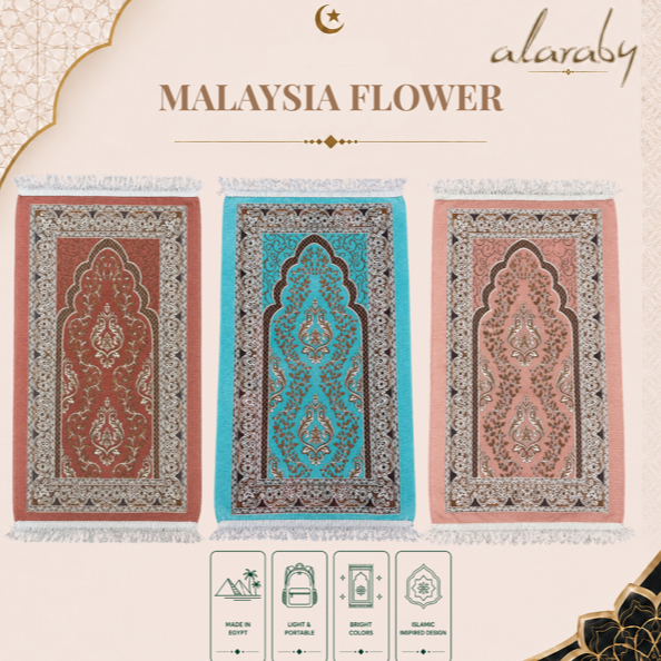 SEJADAH Flower Dari Mesir “MEDIUM” SIZE SOFT Premium Quality floral Prayer Rug Egypt hantaran doorgift