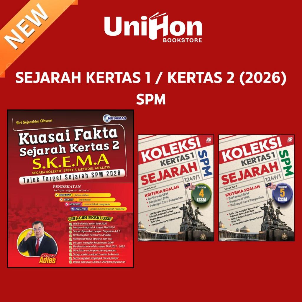 [UNIHON] Koleksi Sejarah Kertas 1 Edisi Terkini Buku / Kuasai Fakta Tajuk Target Sejarah SPM Skema Jawapan Kertas 2