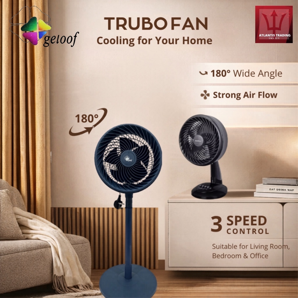 Geloof Stand Fan 12" High Velocity Powerful Stand Circulation Fan Adjustable Stand/Table Fan Kipas Berdiri