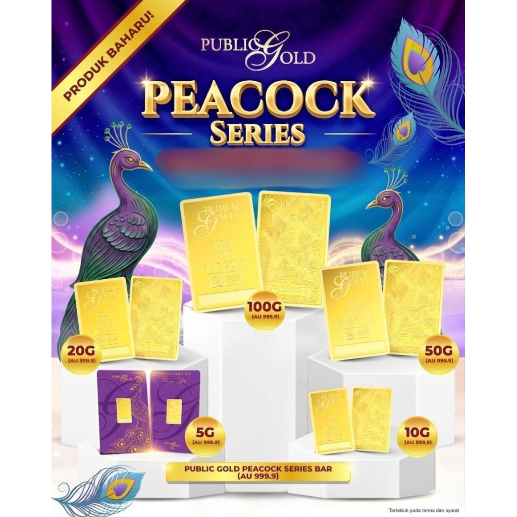 Public Gold PG Gold Bar (5 Gram) (Au 999.9) 24K - Majestic Peacock Series