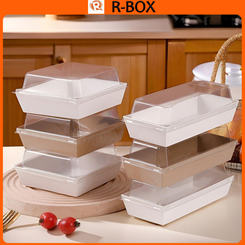 Sandwich Box Bekas Makanan Disposable Clear PET Lid Kotak Roti Pastry Bakery Takeaway Party