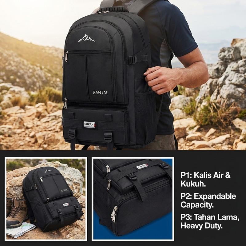 56-75L Hiking Backpack Large Capacity Backpack Travel Outdoor Bag Waterproof Mountain Bag Travel Hiking Bag