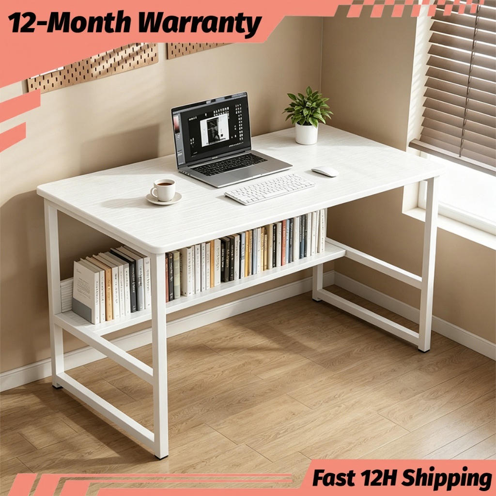 Meja Komputer Simple Study Table With Storage Shelf Minimalist Home Office Laptop Desk Rak Buku Meja Belajar 学习桌