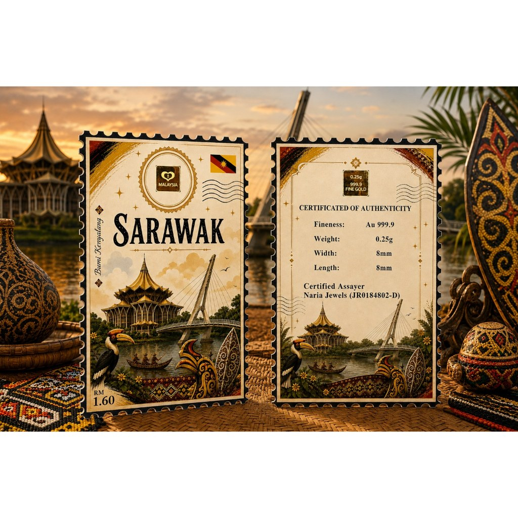 Naria 999.9/24K Gold Bar 0.25gm Negeri Sarawak Ver 3 2026 Design Emas&hellip;