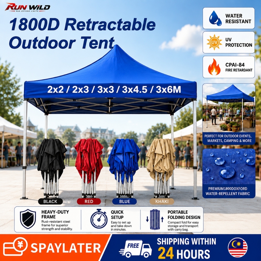 Khemah 10x20 Night Market Canopy（Full Set）Heavy Duty Folding Canopy Parking Camping Tent Waterproof awning for car