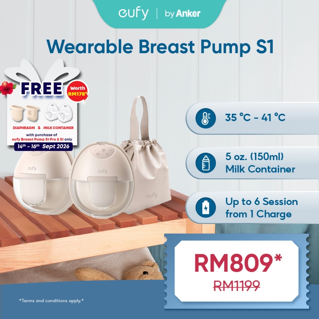 eufy S1 Wearable Breast Pump | HeatFlow™ Technology | Hospital-Grade Suction | Ultra-Quiet | Smart App Control