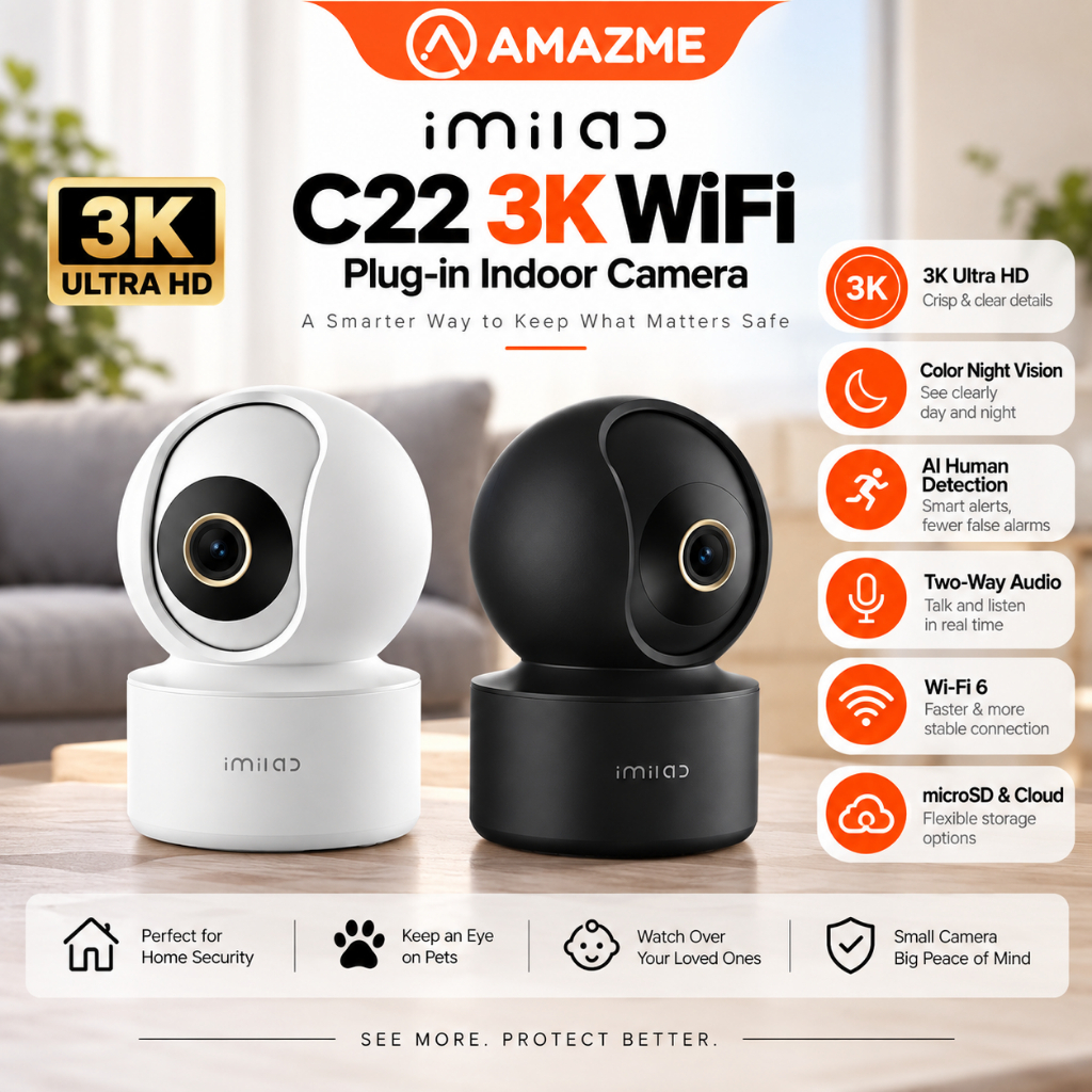IMILAB C22 3K WiFi Plug-in Indoor Camera 5MP Smart WiFi 6 CCTV Colour Night vision CMSXJ60A works with Xiaomi Home APP