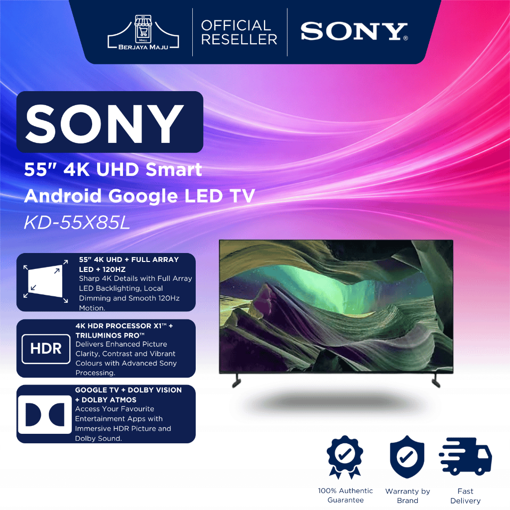 Sony 55" 4K UHD Smart Android Google LED TV KD-55X85L | 4k smart google tv hdr | televisyen pintar | 智能电视