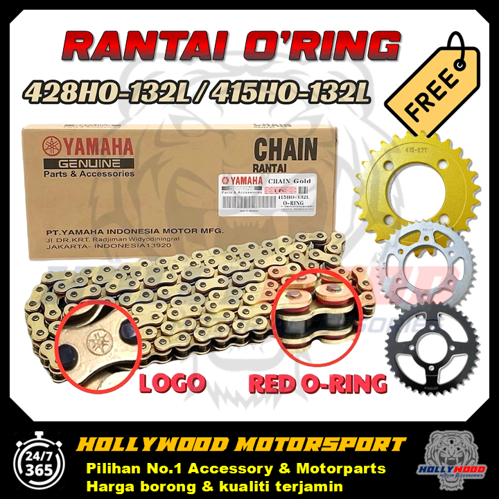 RANTAI O'RING YAMAHA 415 / 428 132L O'RING GOLD CHAIN RANTAI EMAS CHROME SILVER