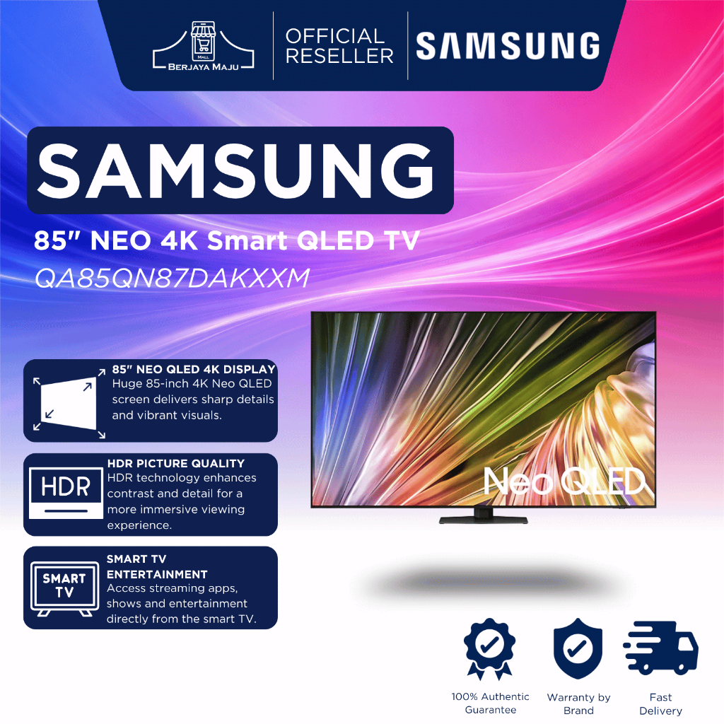 Samsung 85" NEO 4K Smart QLED TV QA85QN87DAKXXM | Smart TV HDR Entertainment Google TV | TV Pintar HDR | 智能电视 高清