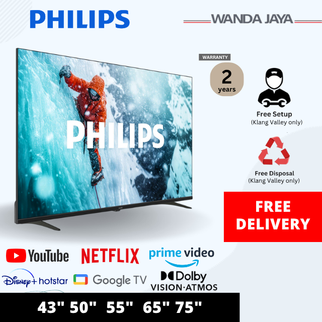 [FREE DELIVERY] [NEW 2026] Philips 4K UHD LED GOOGLE TV ( 50" / 55" / 65")  50PUT7330