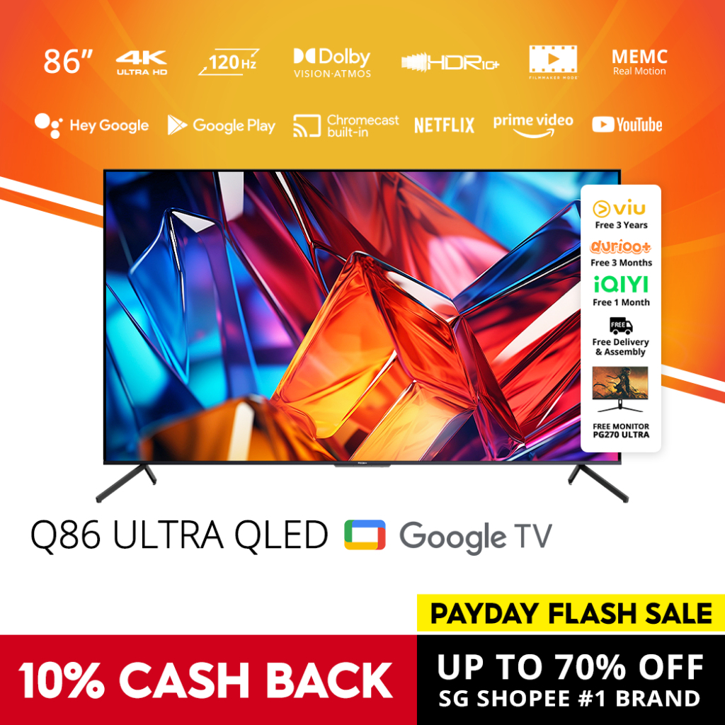 PRISM+ Q86 ULTRA 4K QLED Google TV 86 inch Quantum Colors Google Playstore Inbuilt Chromecast