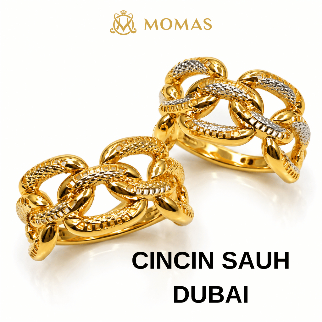 MOMAS CINCIN SAUH DUBAI 5D 916 Original Cincin Emas 916 Tulen Cincin Bajet Emas 916 Cincin Murah Emas Original