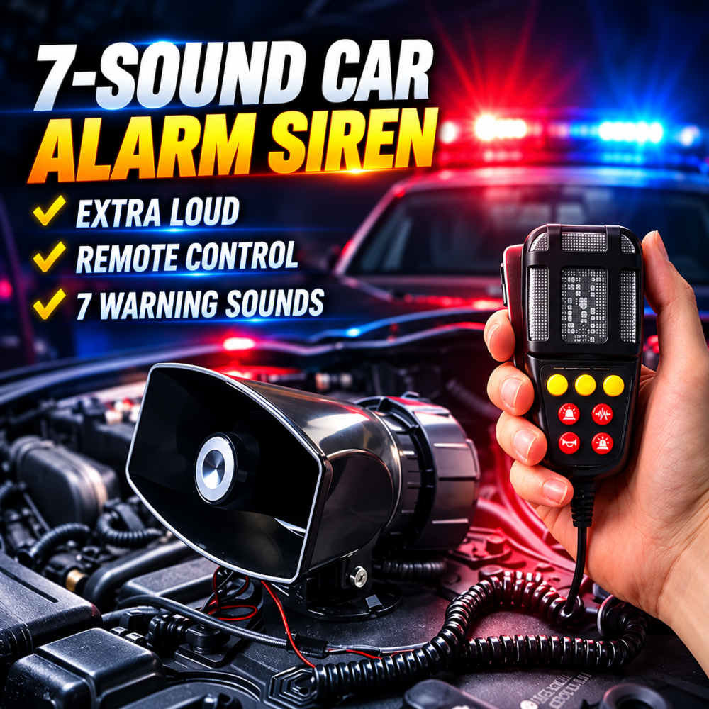 PA Microphone Car Siren 12V 100W 7 Sound Alarm Horn, Handheld Control Loud Speaker untuk Kereta Lori Van | Local Stock