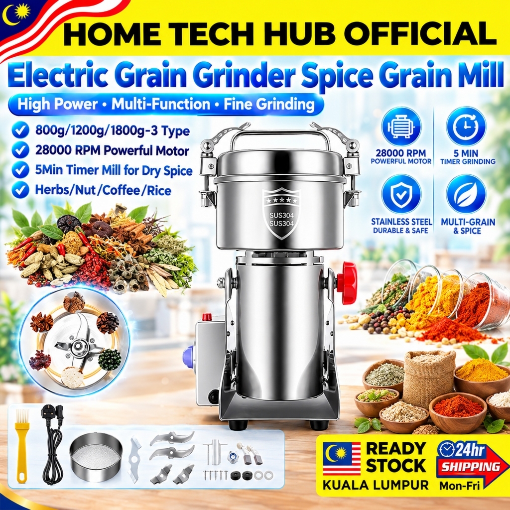 Mesin Pengisar Kering Stainless Steel 28000RPM 1800g Dry Mill Grinder Blender Kering Serbaguna Home Commercial Giling