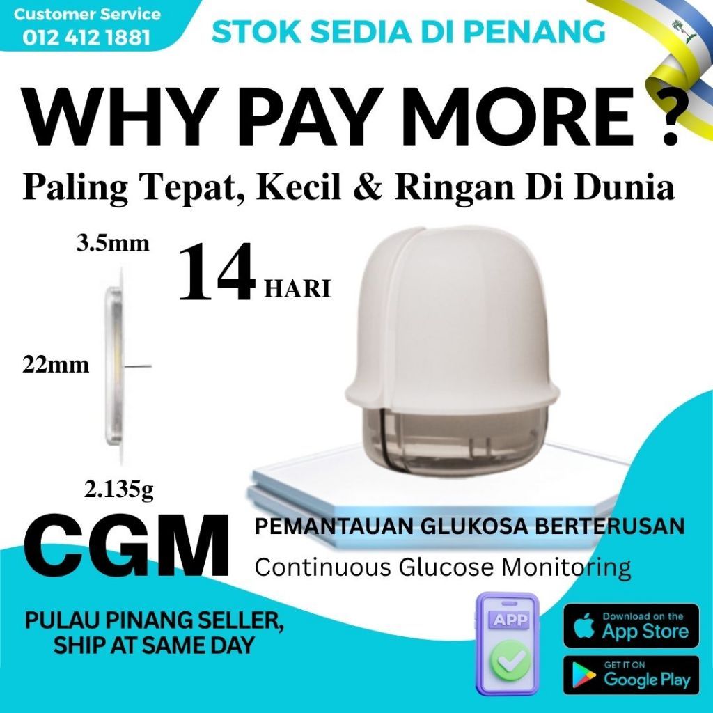 GSTAR LinX AIDEX Dynamic Blood Glucometer CGM Sensor Wearable Continuous Blood Glucose Monitoring Ready Stock in Penang