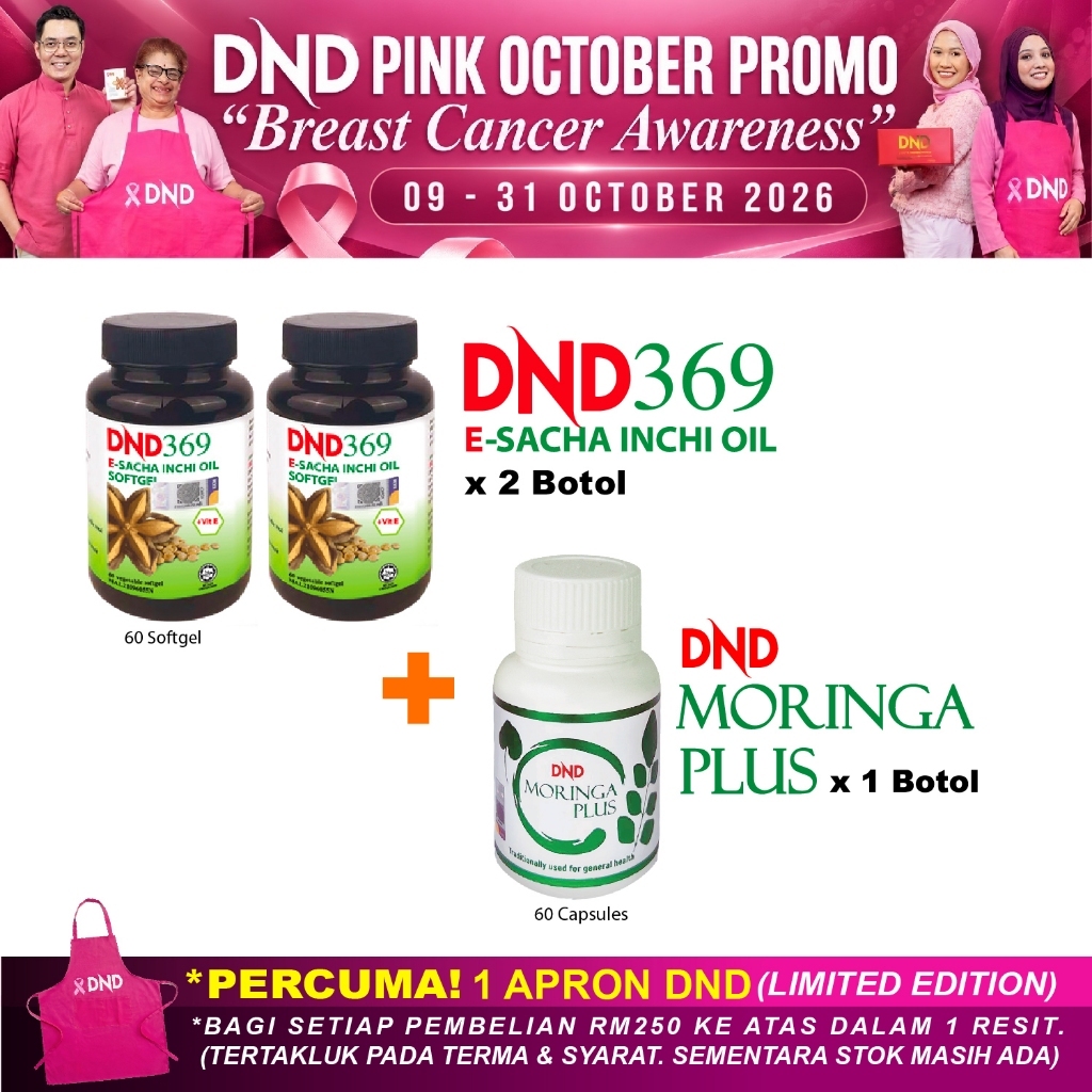 DND 369 E-Sacha Inchi Oil Softgel (2 botol x 60 biji) + DND Moringa Plus (1 botol x 60 biji)