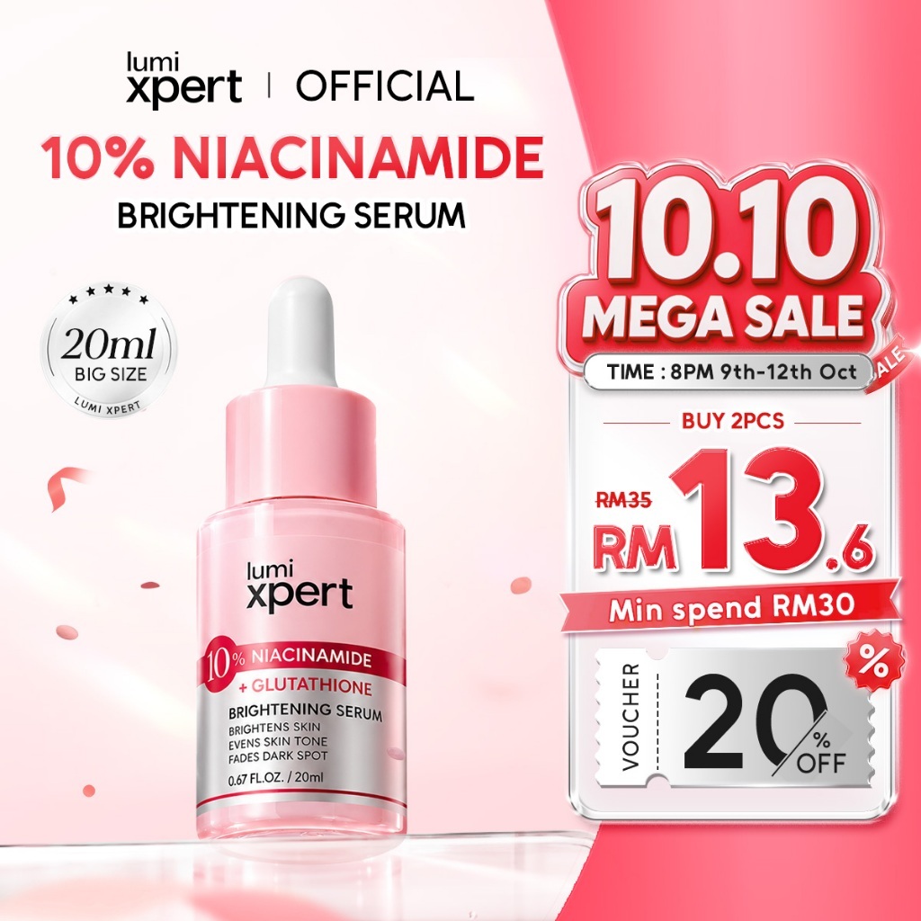 Lumixpert 10% Niacinamide Brightening Serum 20ml Glowing Essence Even Out Skin Tone Improve Dullness Whitening Skincare